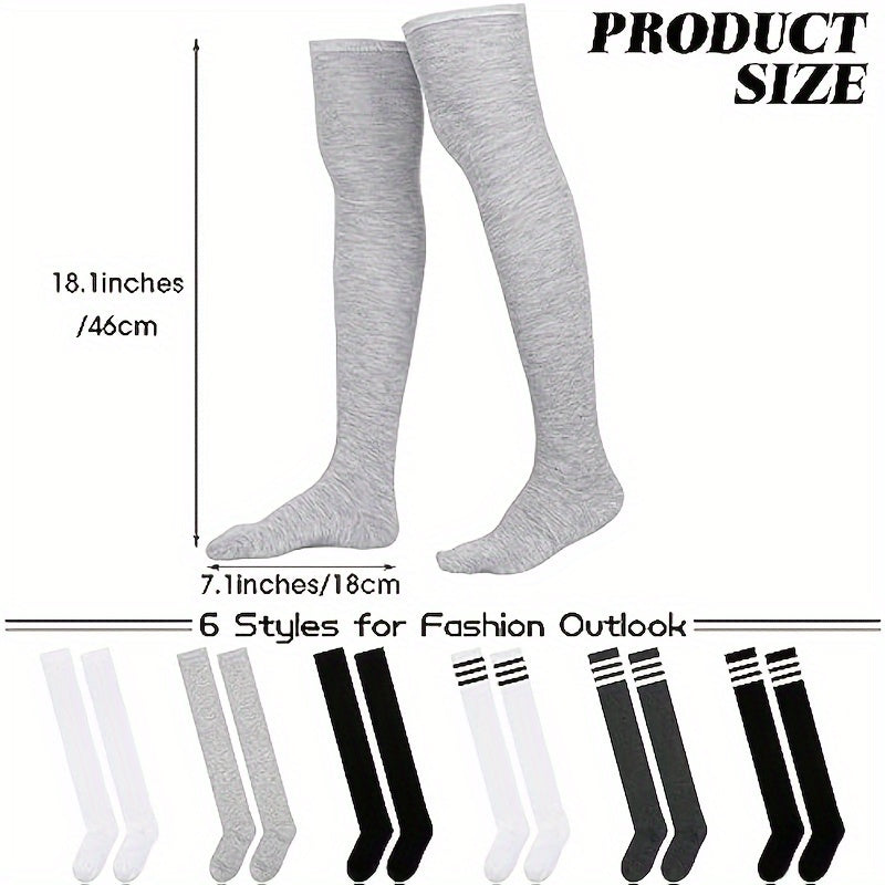 6 Pairs Thigh High Socks