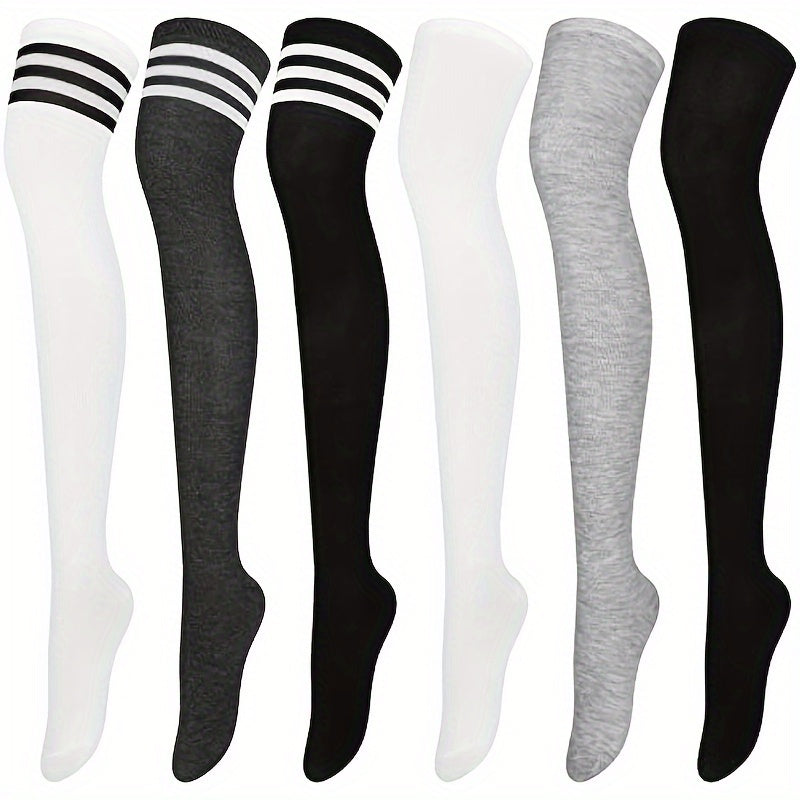 6 Pairs Thigh High Socks