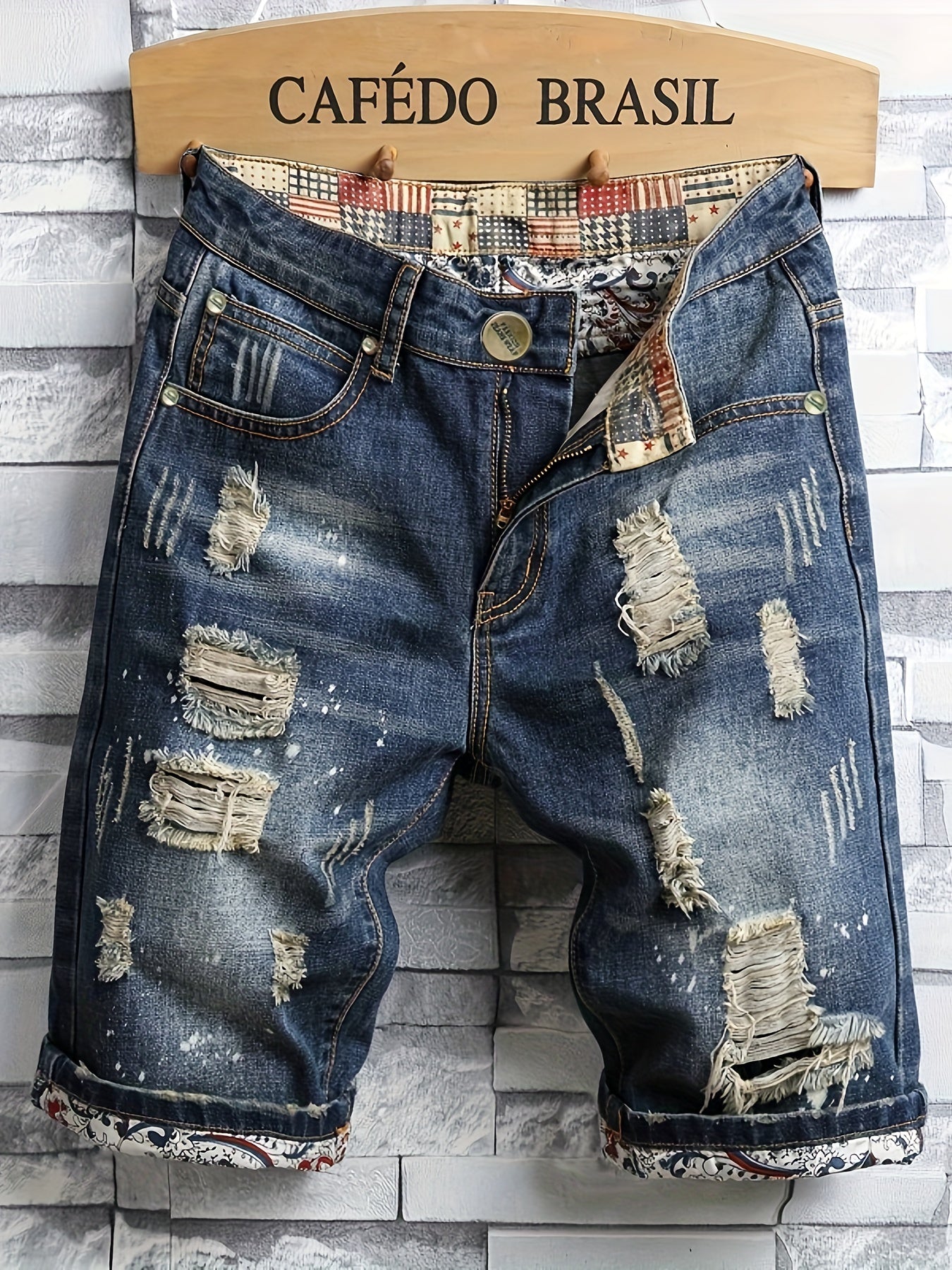 Ripped Denim Shorts