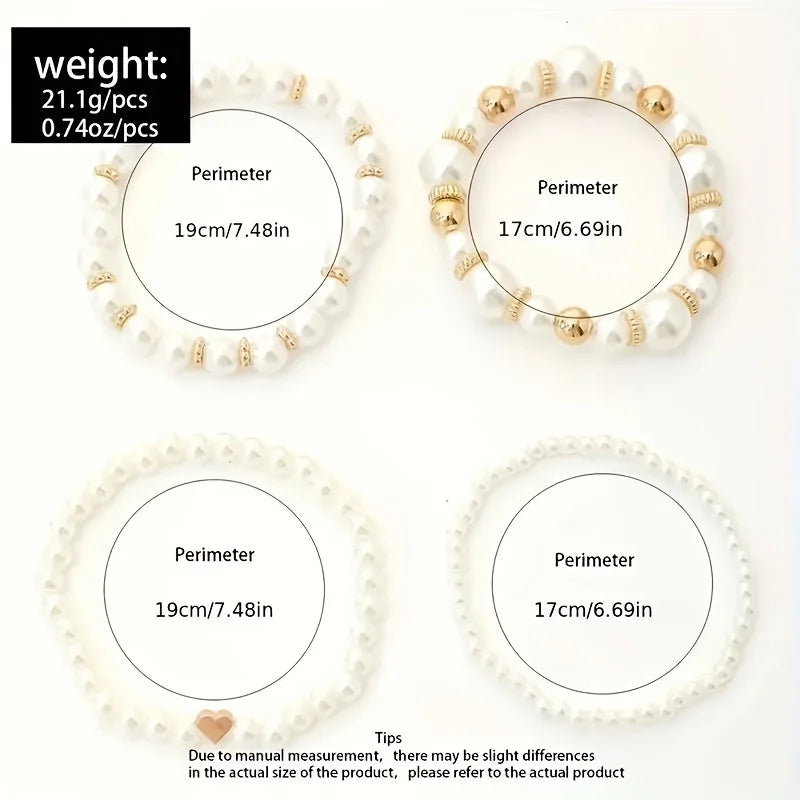Beautiful and Versatile Pearl Bracelet Set of 4