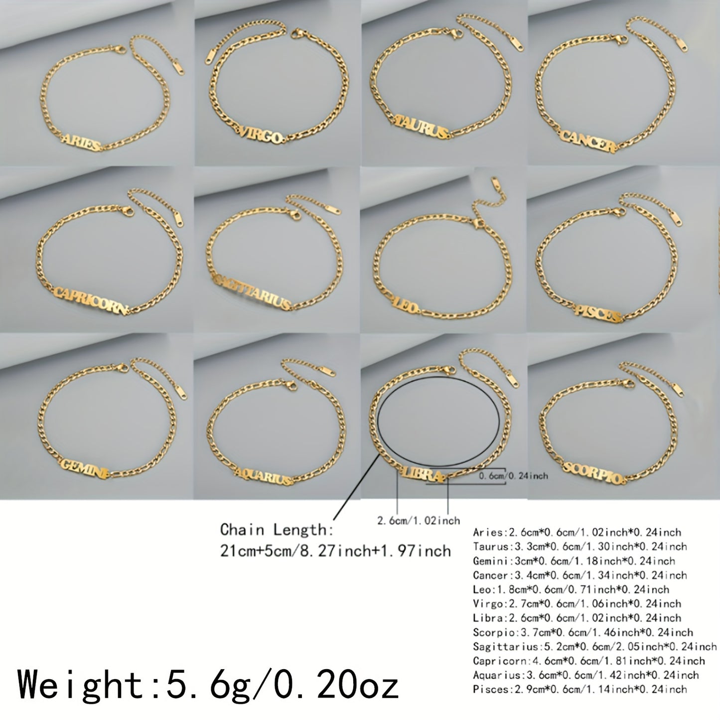 Twelve Zodiac Constellations Anklet
