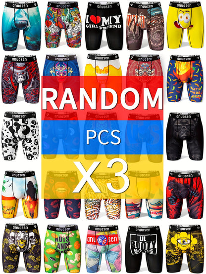 3pcs Patterned Graphic Boxer Briefs