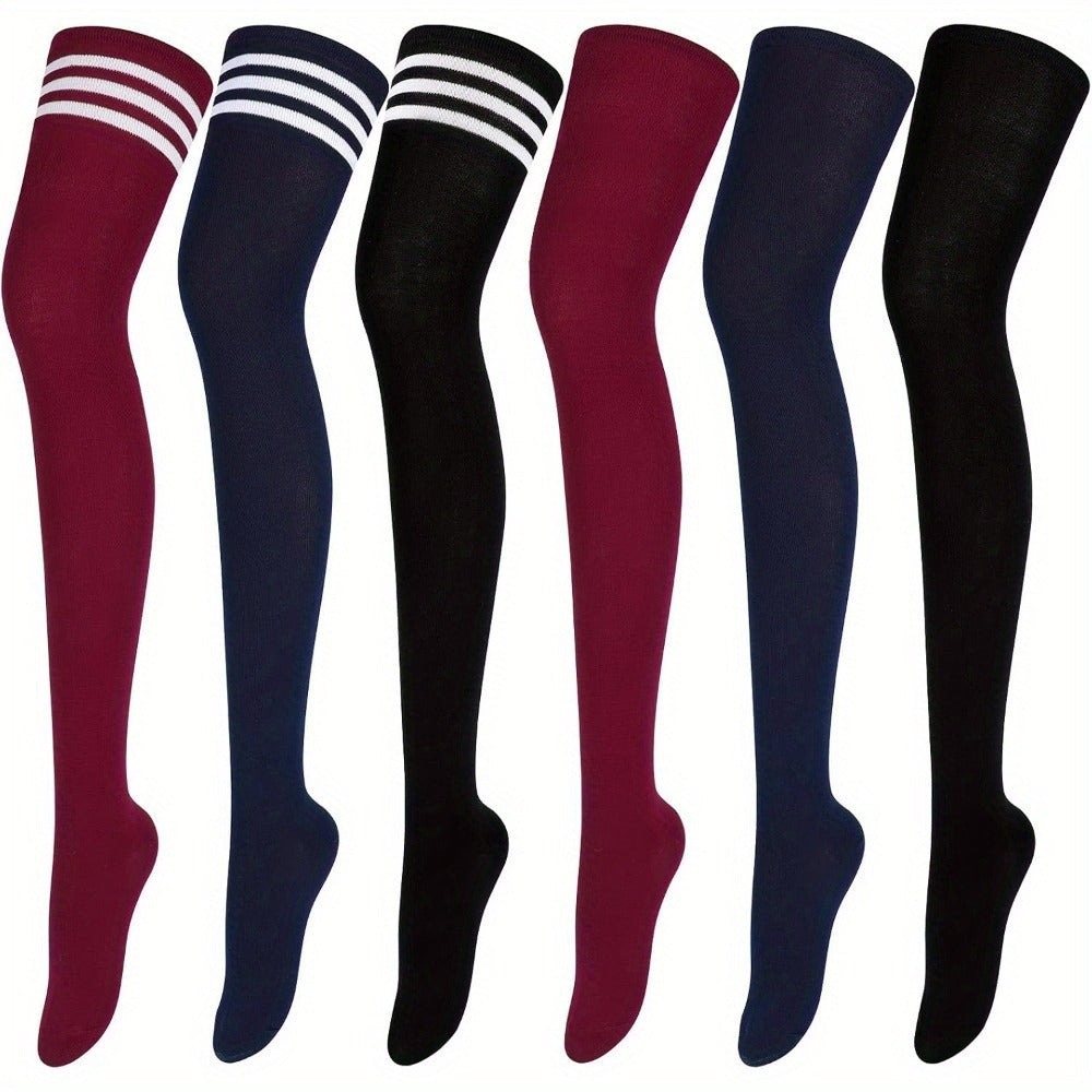 6 Pairs Thigh High Socks