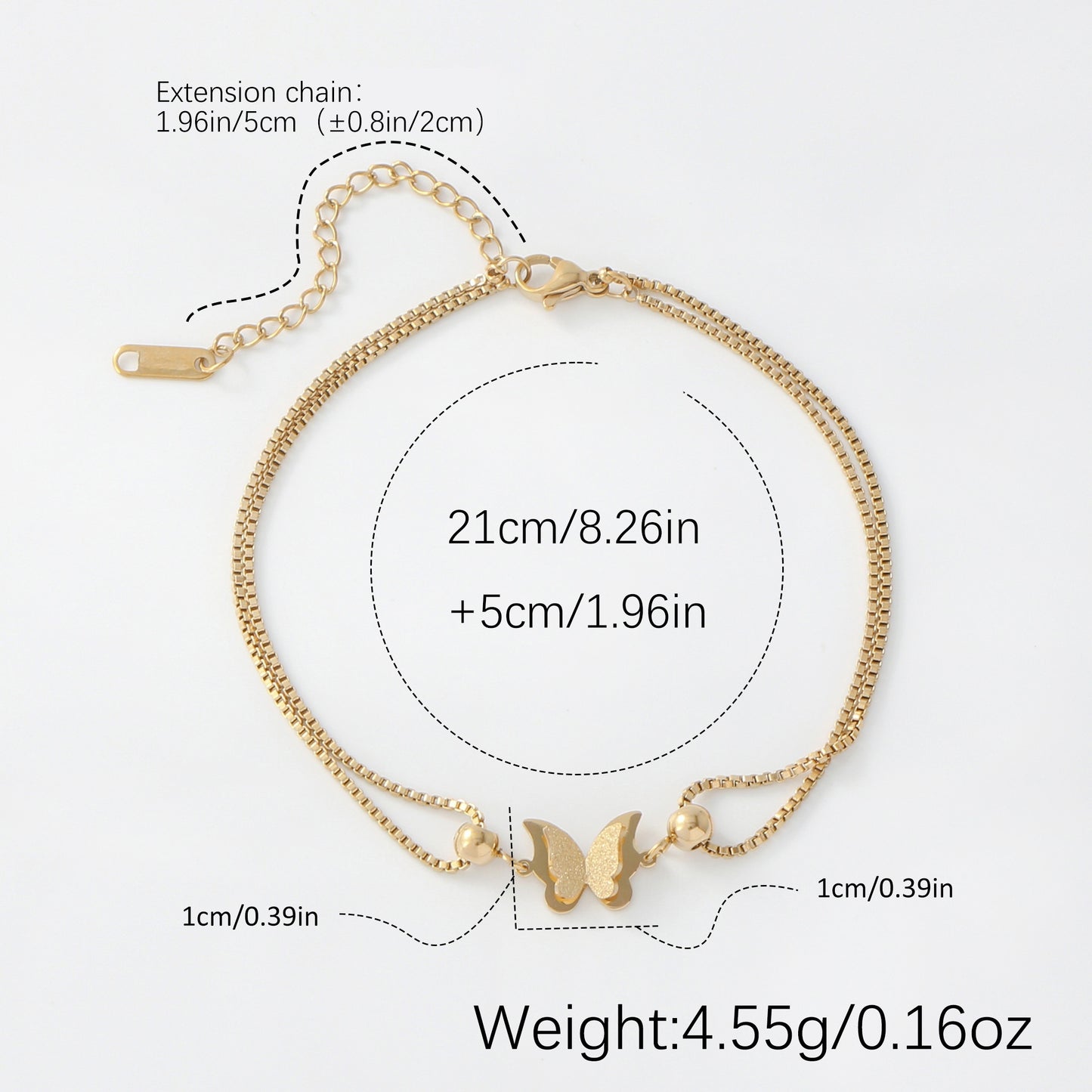 1PC Delicate Butterfly Shaped Beads Chain Anklet - Waterproof, Travel-Friendly, Beach-Perfect, Street-Chic Ankle Bracelet for Women