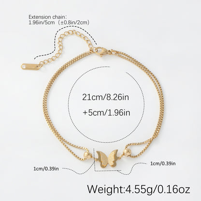 1PC Delicate Butterfly Shaped Beads Chain Anklet - Waterproof, Travel-Friendly, Beach-Perfect, Street-Chic Ankle Bracelet for Women