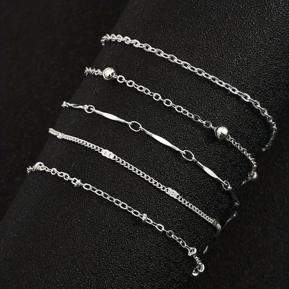 Simple And Stylish Five-layer Anklet