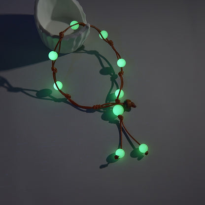 Boho-Chic Glow-in-the-Dark Acrylic Beaded Anklet - Vintage Style, Perfect for Beach & Casual Attire, Beach Accessories