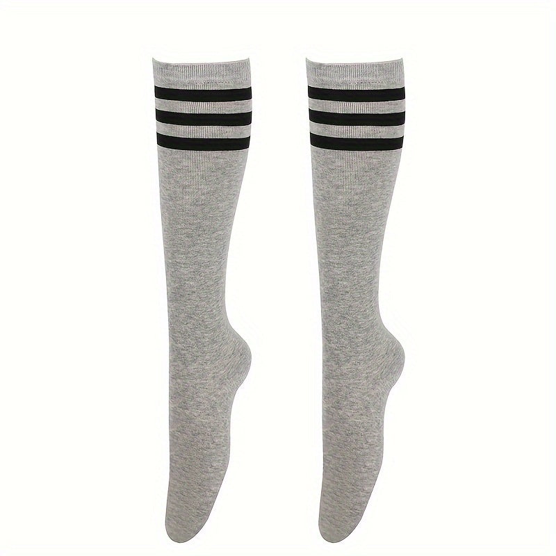 2 Pairs of Retro Striped Knee High Socks