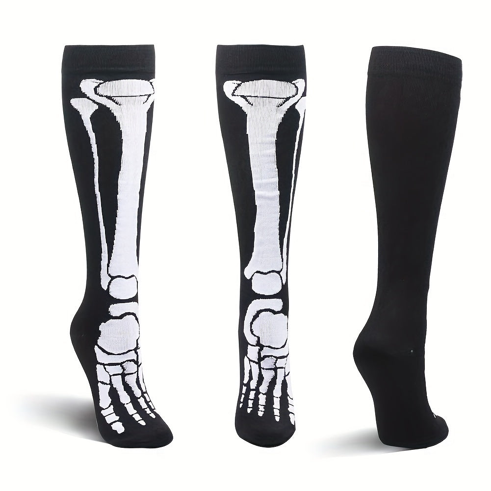 4 Pairs Halloween Skull Calf Socks