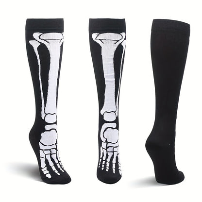 4 Pairs Halloween Skull Calf Socks