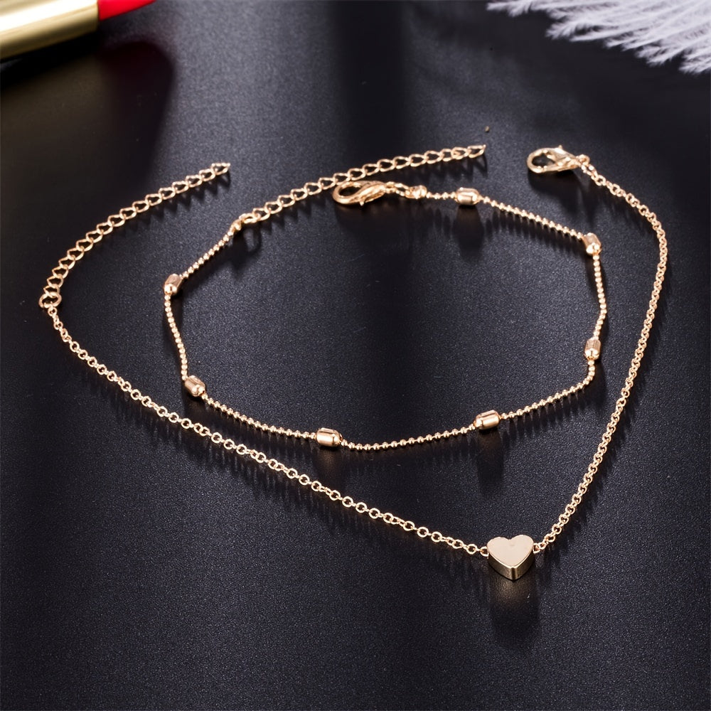 Beaded Heart Anklet