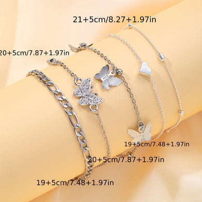 5 Pcs Set Butterfly Anklet