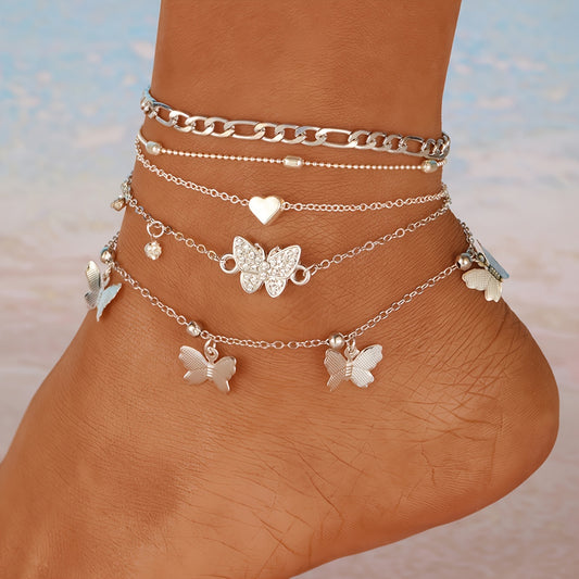 5 Pcs Set Butterfly Anklet