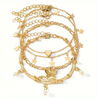 4pcs Elegant Stackable Anklet Set