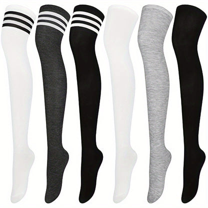 6 Pairs Thigh High Socks