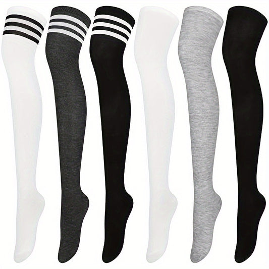 6 Pairs Thigh High Socks