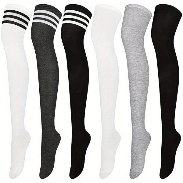6 Pairs Thigh High Socks – Mixed Colors