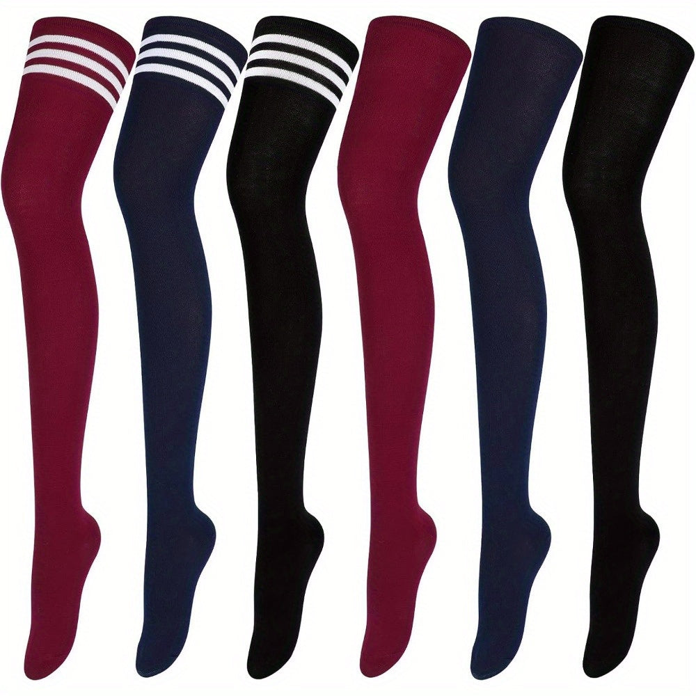 6 Pairs Thigh High Socks
