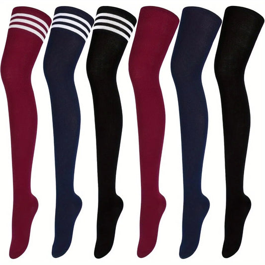 6 Pairs Striped Knee High Socks – Set A & B