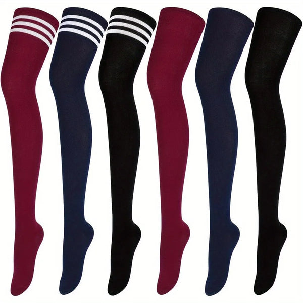6 Pairs Striped Knee High Socks – Set A & B