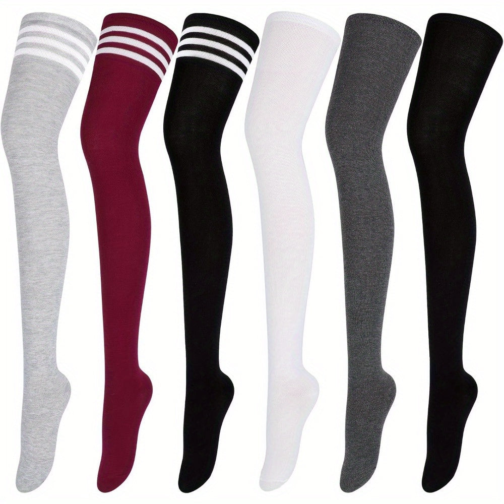 6 Pairs Thigh High Socks