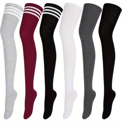 6 Pairs Thigh High Socks