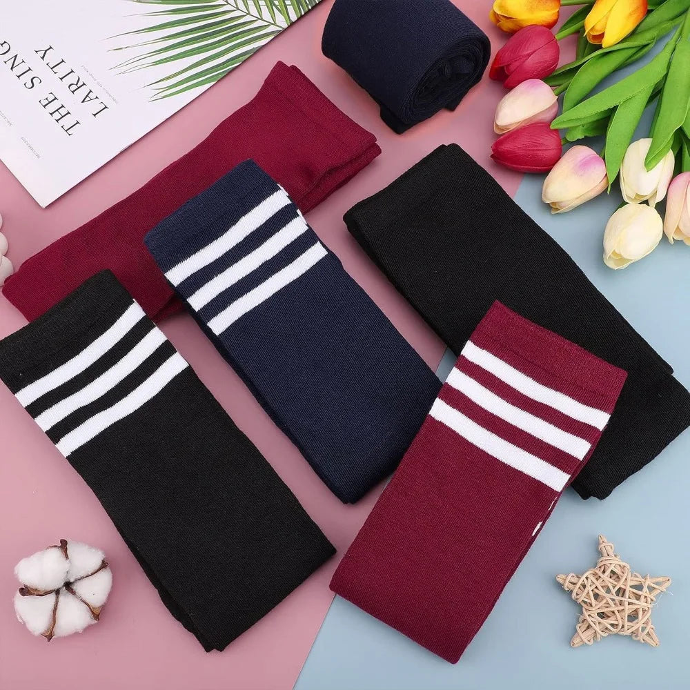 6 Pairs Striped Knee High Socks – Set A & B