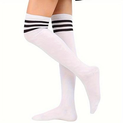 1 Pair Black & White College Style Socks