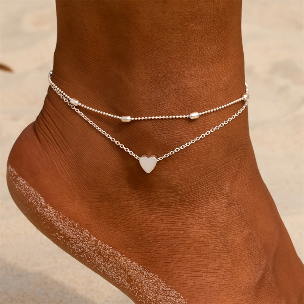 Beaded Heart Anklet