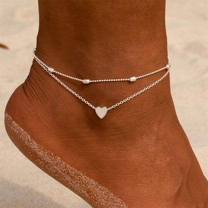 Beaded Heart Anklet