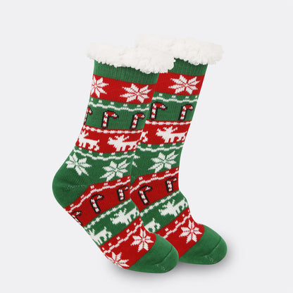 Christmas Women's Thickened Fleece-lined Room Socks