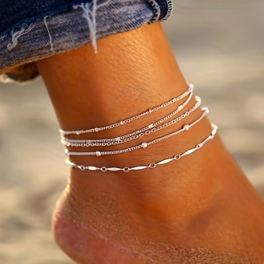 Simple And Stylish Five-layer Anklet