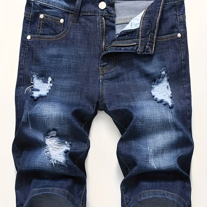 Deep Blue Ripped Denim Shorts