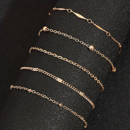 Simple And Stylish Five-layer Anklet