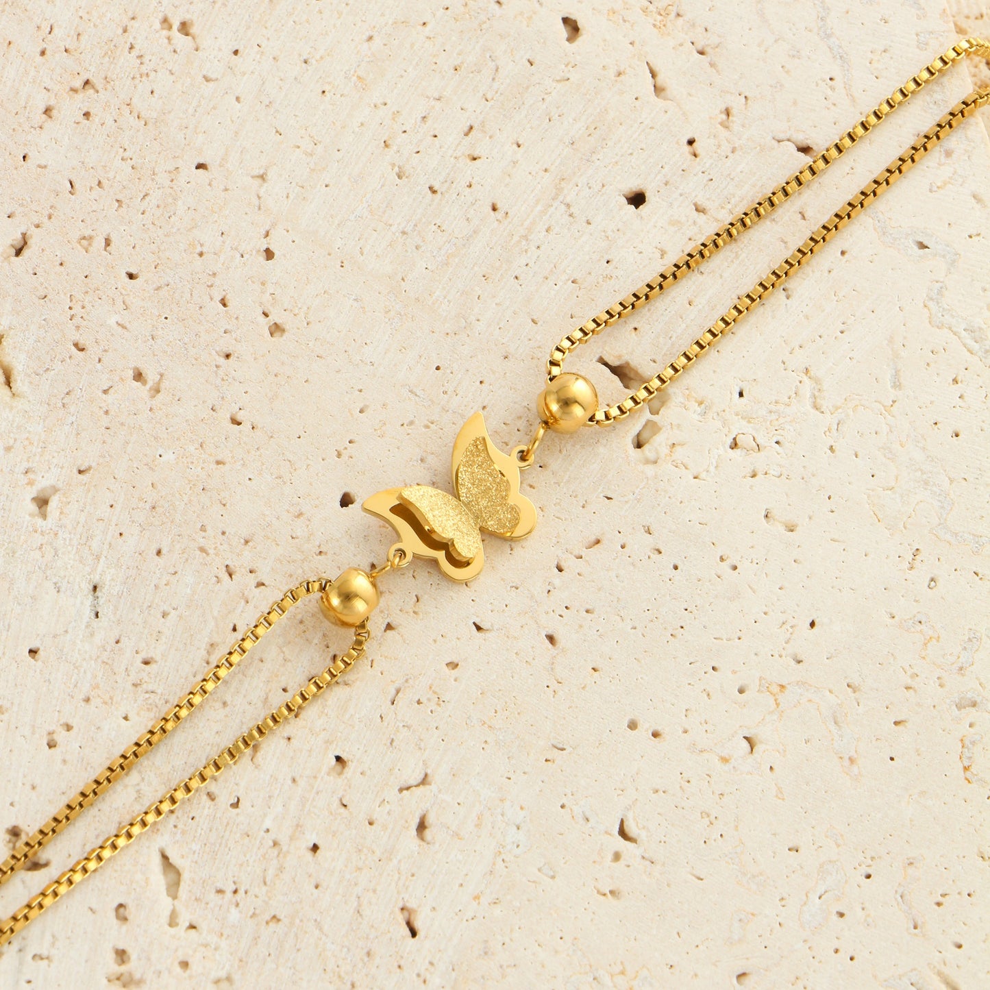 1PC Delicate Butterfly Shaped Beads Chain Anklet - Waterproof, Travel-Friendly, Beach-Perfect, Street-Chic Ankle Bracelet for Women