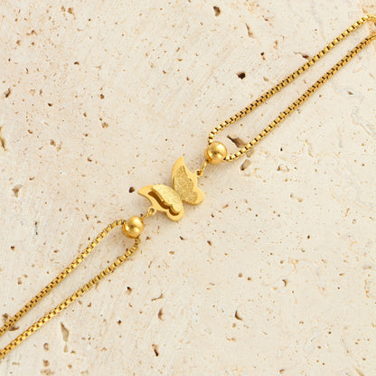 1PC Delicate Butterfly Shaped Beads Chain Anklet - Waterproof, Travel-Friendly, Beach-Perfect, Street-Chic Ankle Bracelet for Women