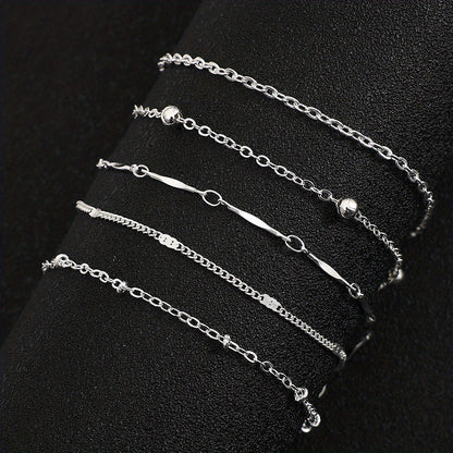 Simple And Stylish Five-layer Anklet
