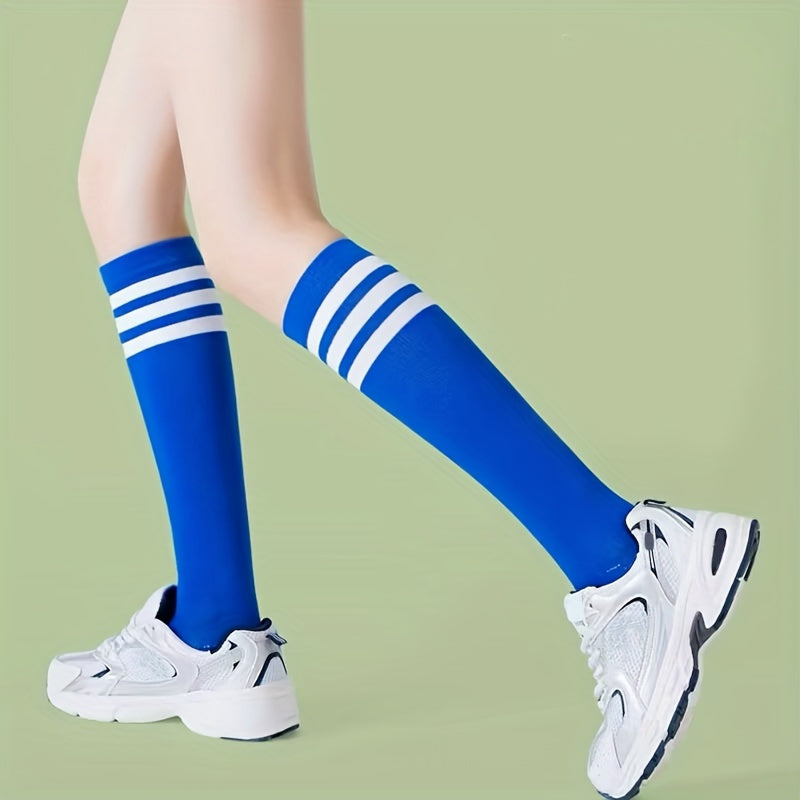 2 Pairs of Retro Striped Knee High Socks