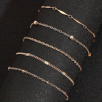 Simple And Stylish Five-layer Anklet