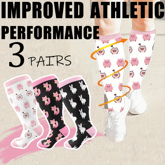 3 Pairs Plus Size Compression Socks