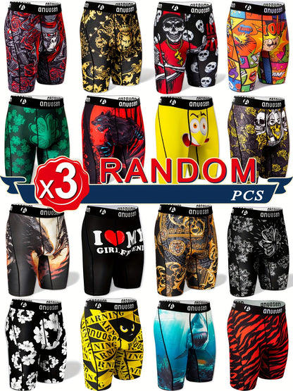 3pcs Patterned Graphic Boxer Briefs