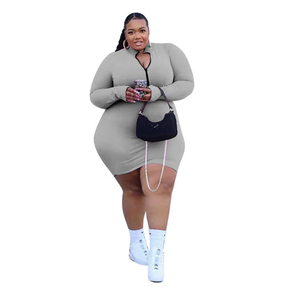 Plus Size Solid Angela Rib Mini Dress