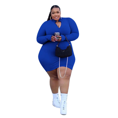 Plus Size Solid Angela Rib Mini Dress