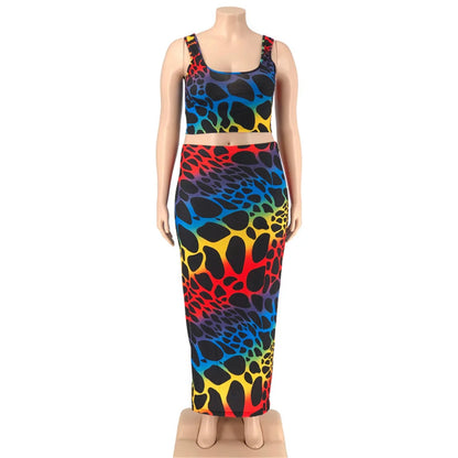 Plus Size Maxi Skirt Two Piece Set