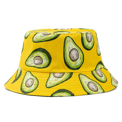 Hot Sale Unisex Bucket Hats Summer Double-sided Wear Fruit Printing Women Cap Outdoor Sun Hat Men Classic Panama Bucket Hat