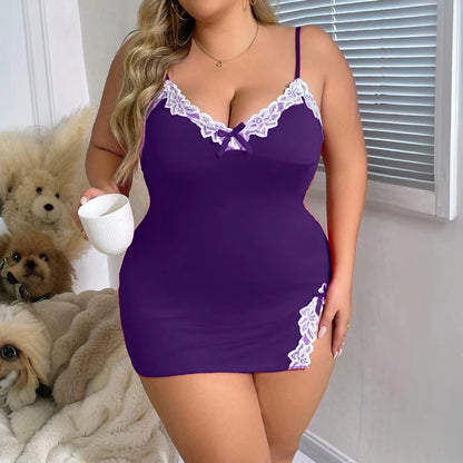 Women Nightdress Sexy Lingerie Plus Size Lace Bodydoll Mini Dress Lady Nightgown Large Size Sleepwear Pajamas Dress 4XL 5XL