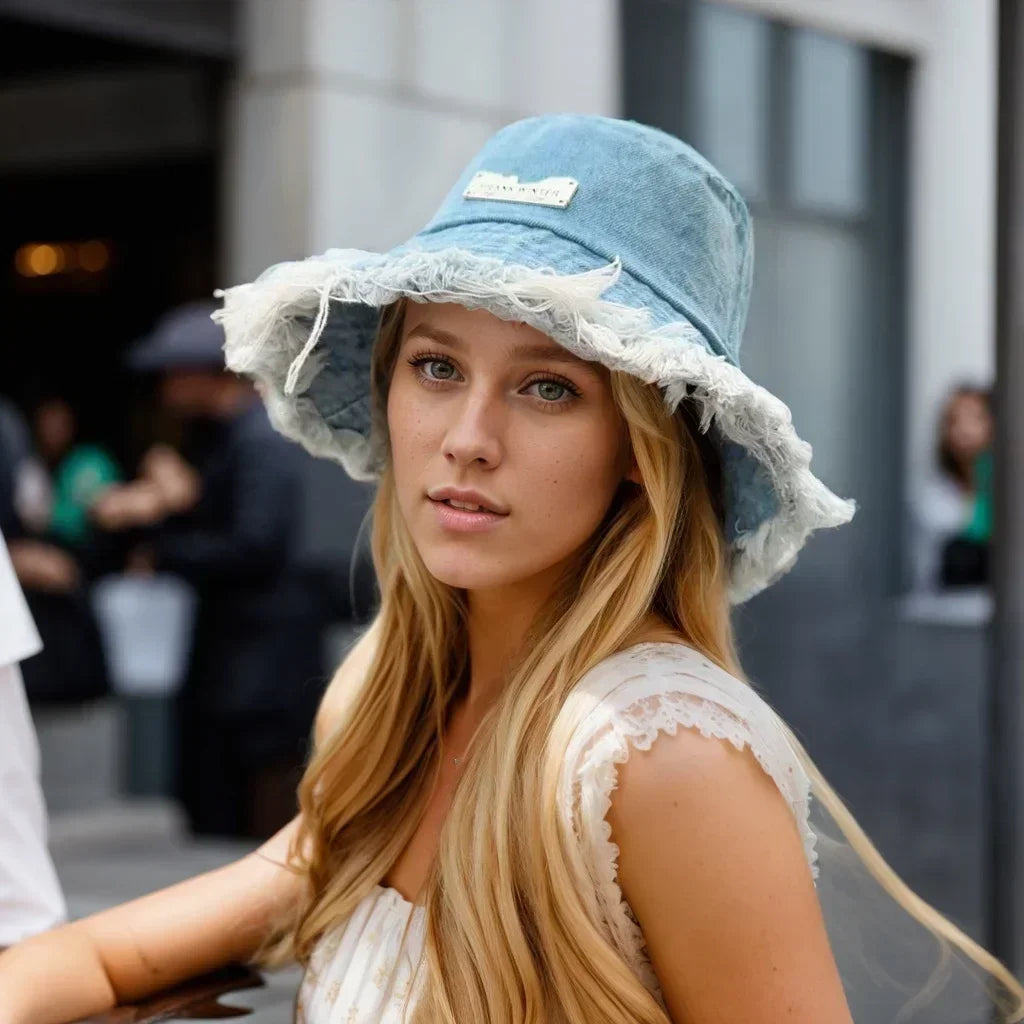 Stylish Denim Bucket Hat - Lightweight, and Elastic Fisherman Hat for Women - Perfect for Daily Wear and Holiday Gift