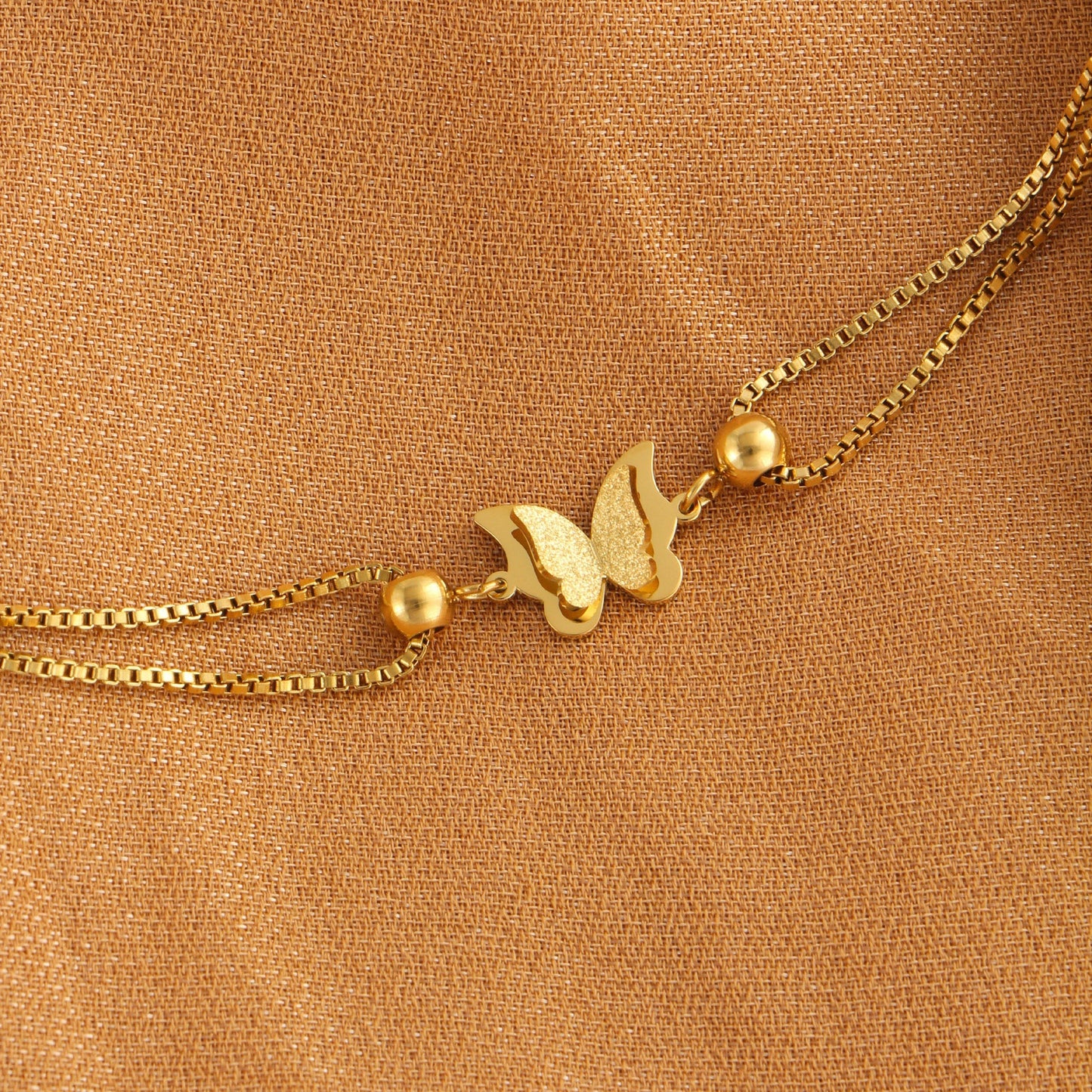 1PC Delicate Butterfly Shaped Beads Chain Anklet - Waterproof, Travel-Friendly, Beach-Perfect, Street-Chic Ankle Bracelet for Women