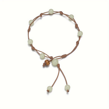 Boho-Chic Glow-in-the-Dark Acrylic Beaded Anklet - Vintage Style, Perfect for Beach & Casual Attire, Beach Accessories