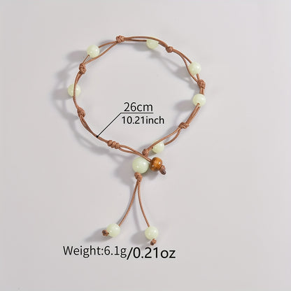 Boho-Chic Glow-in-the-Dark Acrylic Beaded Anklet - Vintage Style, Perfect for Beach & Casual Attire, Beach Accessories